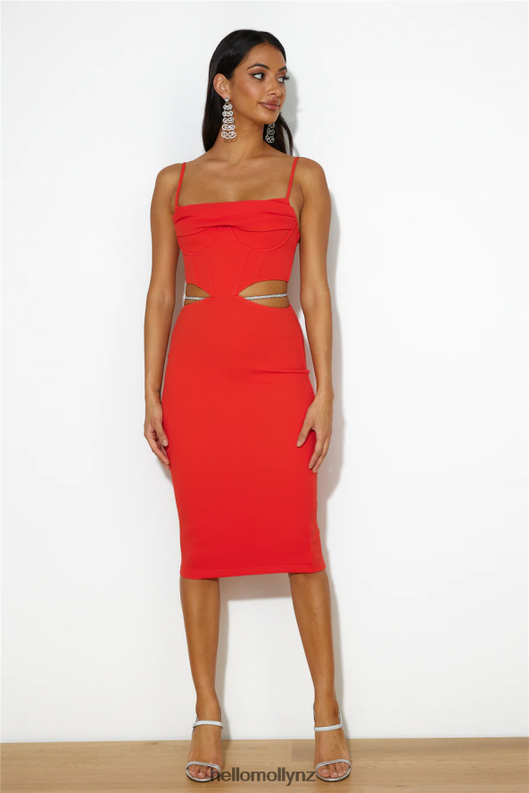 Hello Molly Sipping Cocktails Midi Dress Red PBN8865048 Clothing