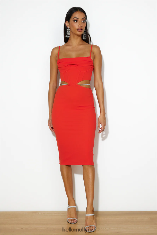 Hello Molly Sipping Cocktails Midi Dress Red PBN8865048 Clothing