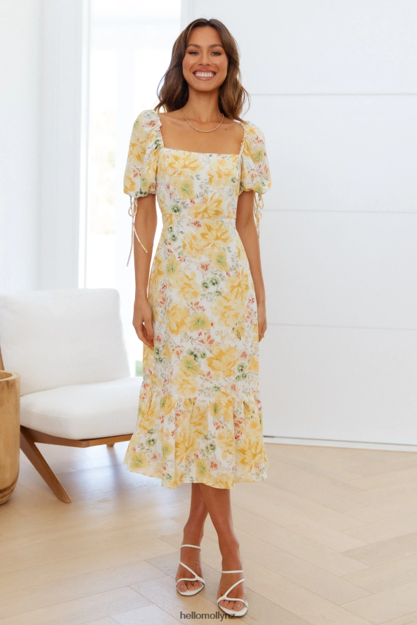 Hello Molly Soft Love Midi Dress Yellow PBN8864744 Clothing