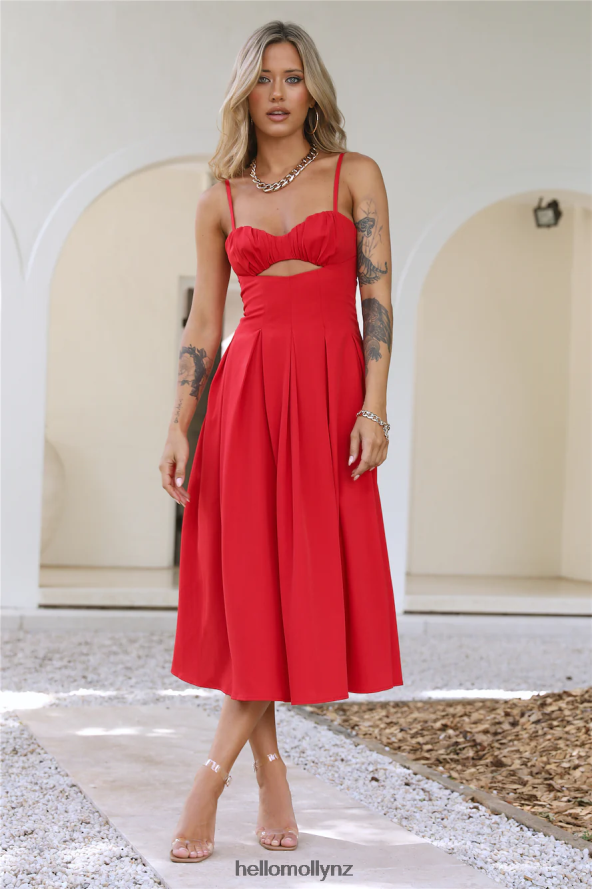 Hello Molly Sunniest Times Midi Dress Red PBN8864397 Clothing