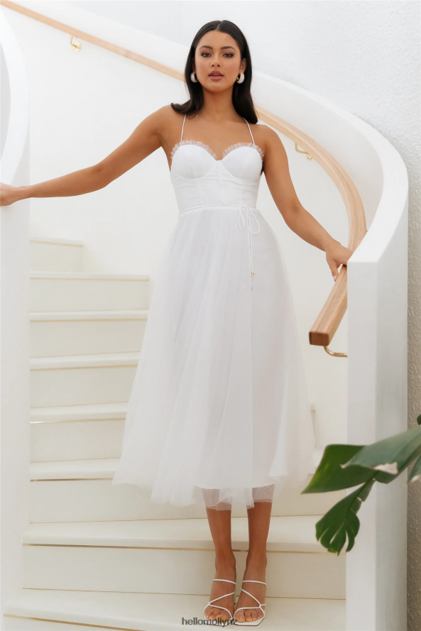 Hello Molly Wandering In The Light Tulle Midi Dress White PBN8863655 Clothing
