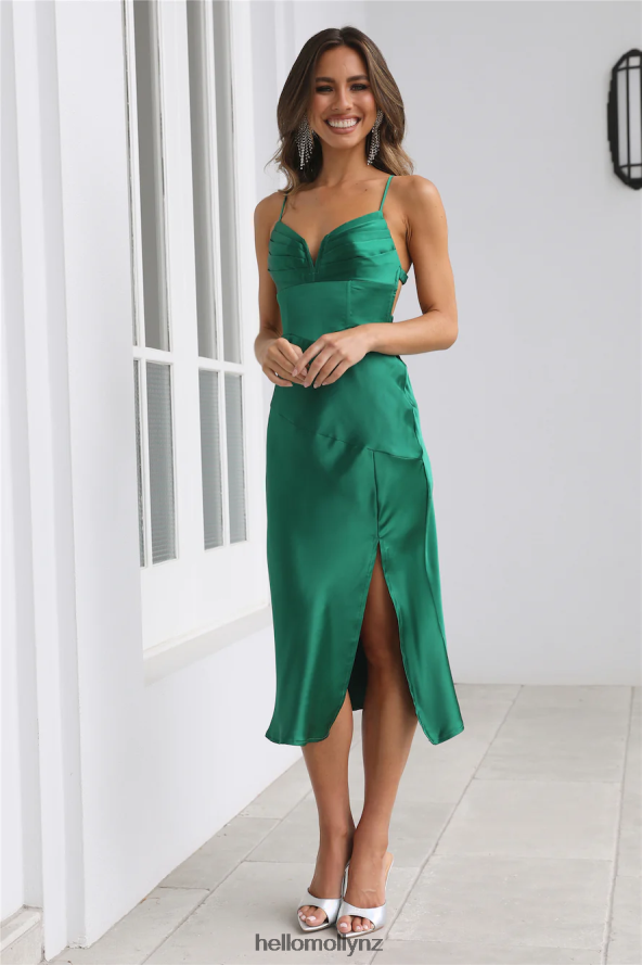 Hello Molly Wishful Thinking Satin Midi Dress Green PBN8864035 Clothing