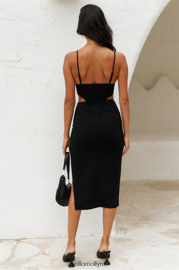 Hello Molly Wrong Number Midi Dress Black PBN8864158 Clothing