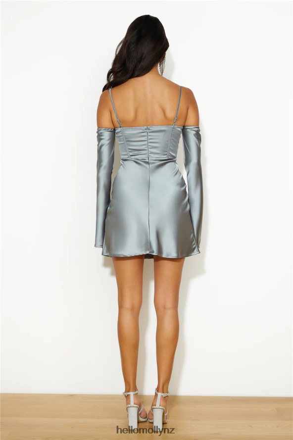 Hello Molly Channel Me Satin Mini Dress Sage PBN8863037 Clothing