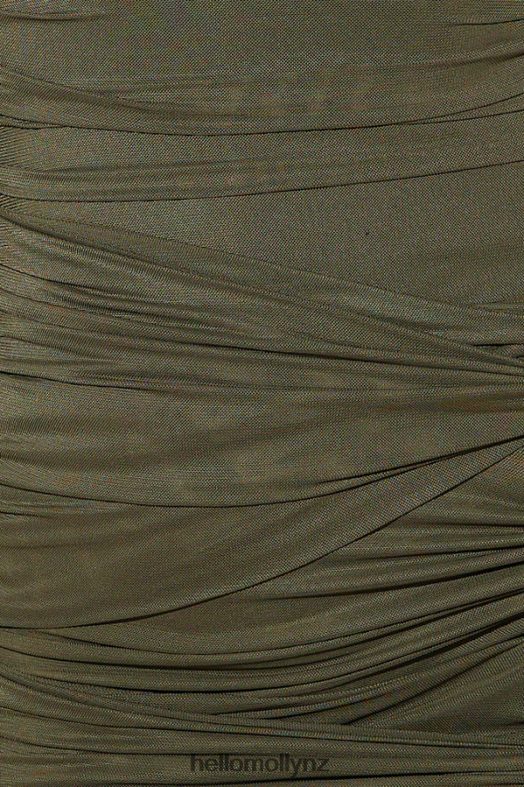 Hello Molly Flatter Me Mini Dress Khaki PBN8862857 Clothing