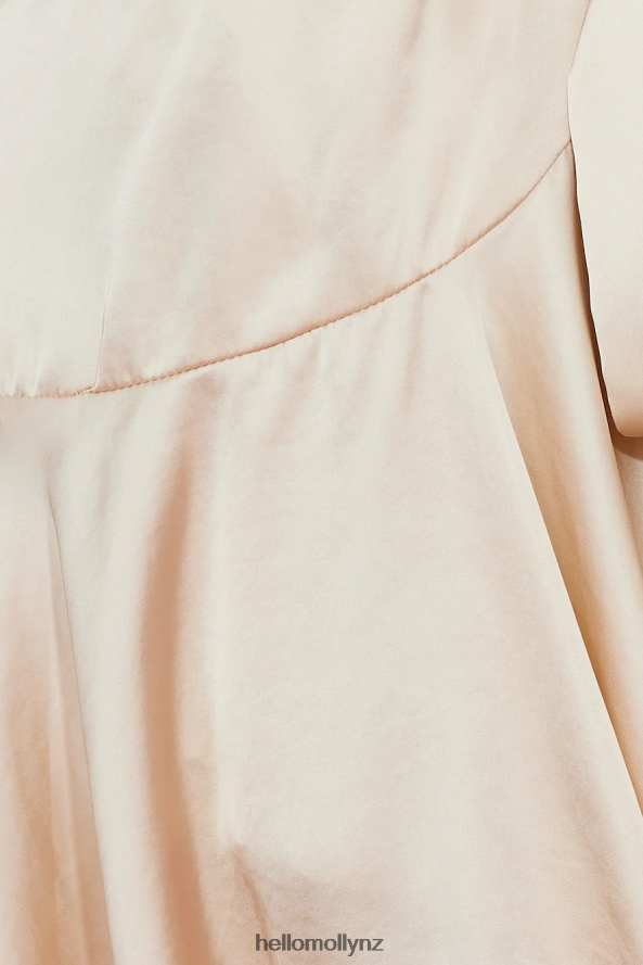Hello Molly Silk Wrap Mini Dress Beige PBN8862975 Clothing