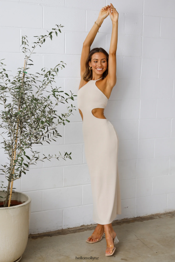 Hello Molly Falling Through Maxi Dress Beige PBN8867604 Clothing