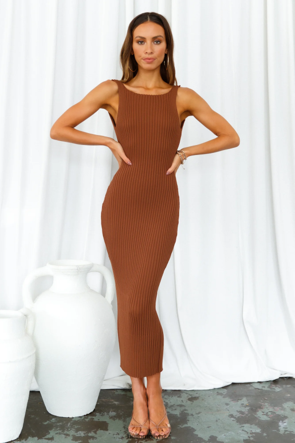 Hello Molly Maddison Midi Dress Brown PBN8867355 Clothing
