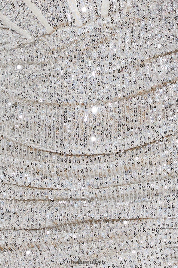 Hello Molly Add It Up Dress Beige Sequin PBN886315 Clothing