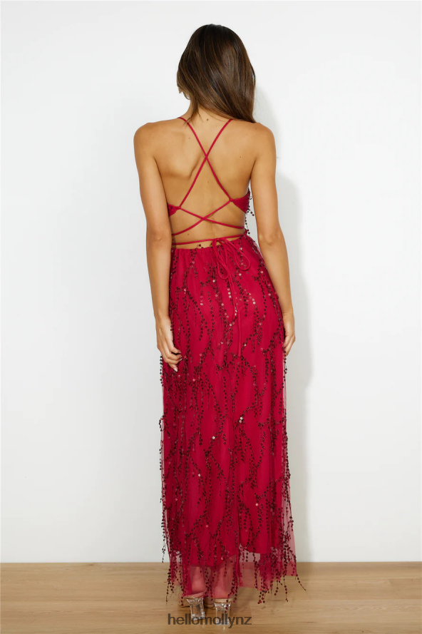 Hello Molly Blooming Season Sequin Maxi Dress Red PBN8864175 Clothing