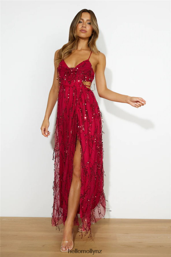 Hello Molly Blooming Season Sequin Maxi Dress Red PBN8864175 Clothing