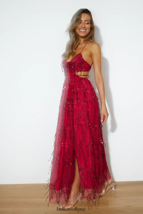 Hello Molly Blooming Season Sequin Maxi Dress Red PBN8864175 Clothing