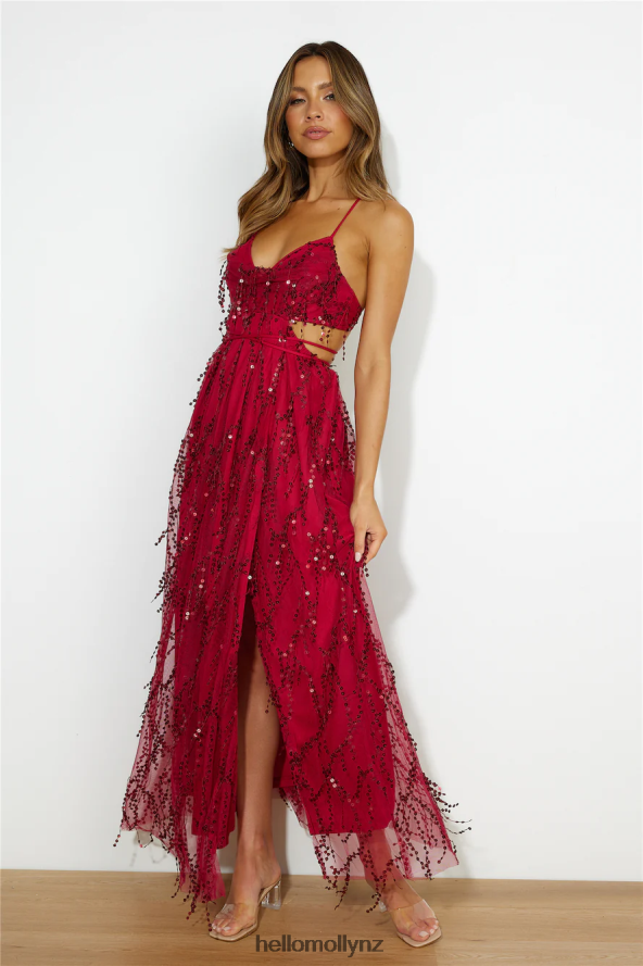 Hello Molly Blooming Season Sequin Maxi Dress Red PBN8864175 Clothing