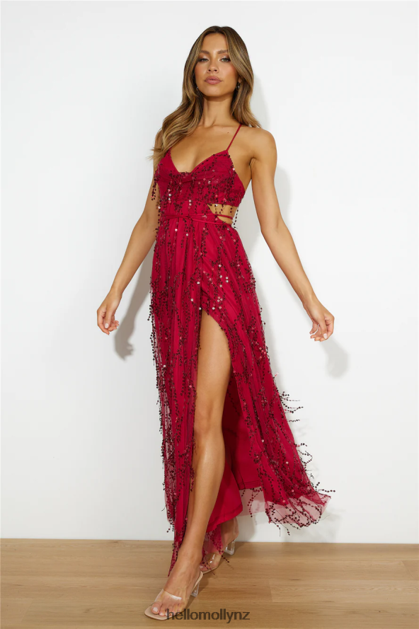 Hello Molly Blooming Season Sequin Maxi Dress Red PBN8864175 Clothing