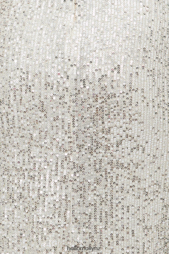 Hello Molly Disco Dancing Maxi Dress Beige Sequin PBN8866456 Clothing