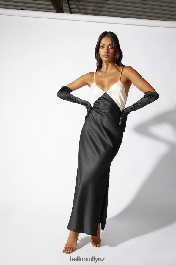 Hello Molly RUNAWAY Nico Slip Dress Sand Black PBN8864756 Clothing