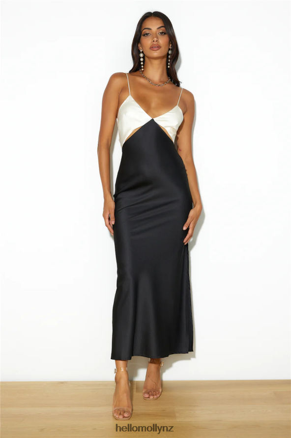 Hello Molly RUNAWAY Nico Slip Dress Sand Black PBN8864756 Clothing
