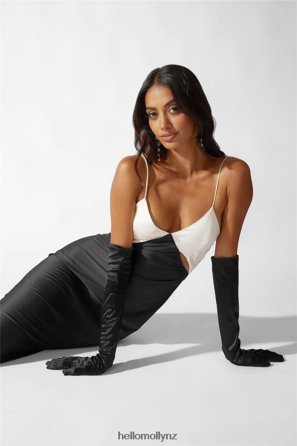 Hello Molly RUNAWAY Nico Slip Dress Sand Black PBN8864756 Clothing