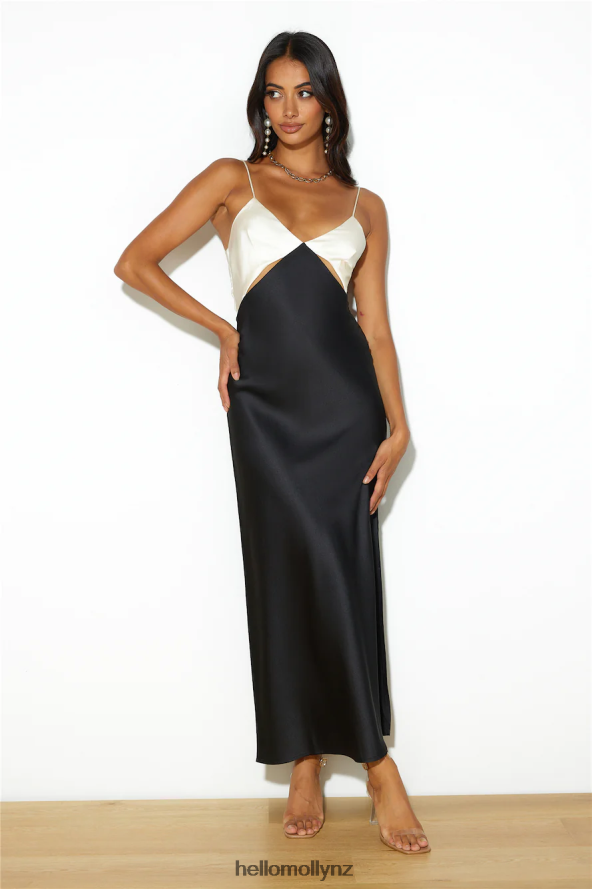 Hello Molly RUNAWAY Nico Slip Dress Sand Black PBN8864756 Clothing