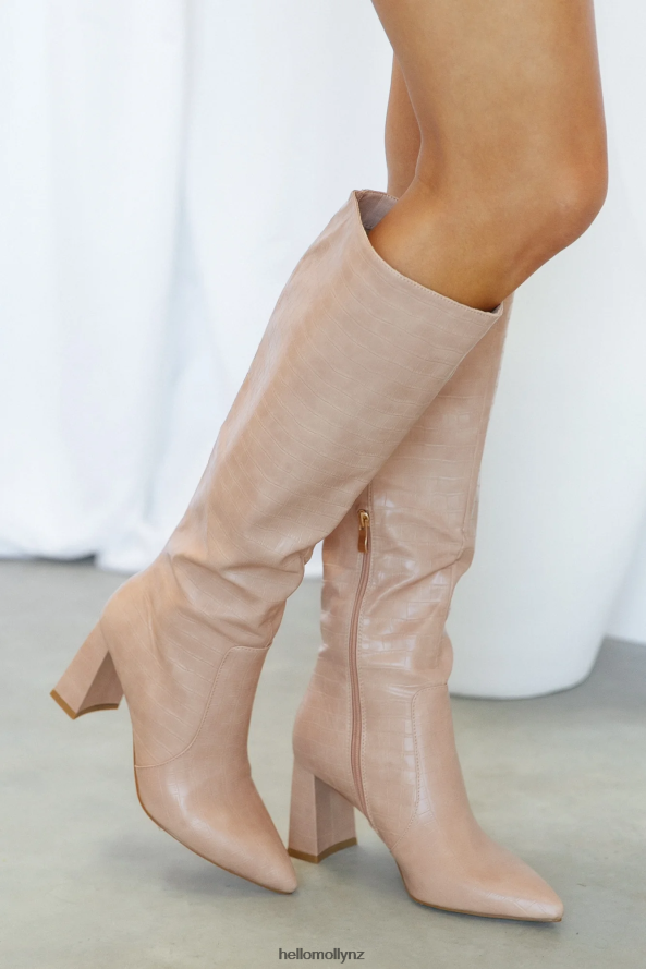 Hello Molly BILLINI Elanor Knee High Boots Rose Clay Croc PBN88610037 Footwear