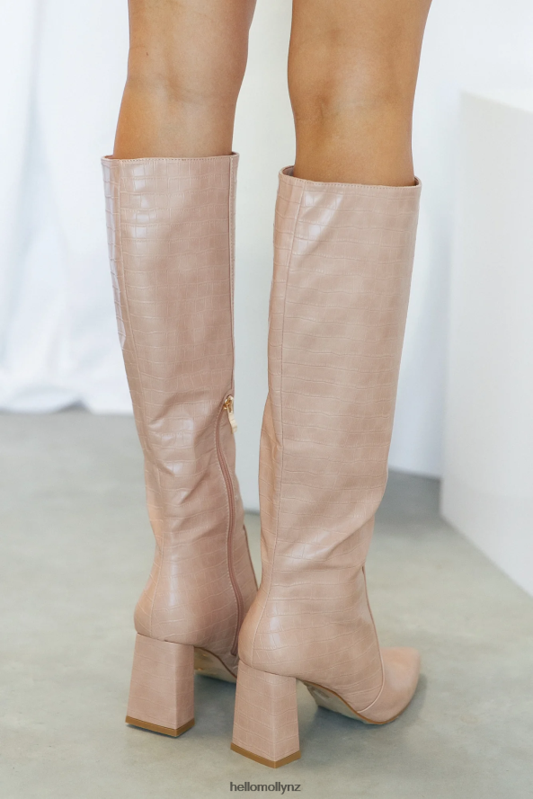 Hello Molly BILLINI Elanor Knee High Boots Rose Clay Croc PBN88610037 Footwear