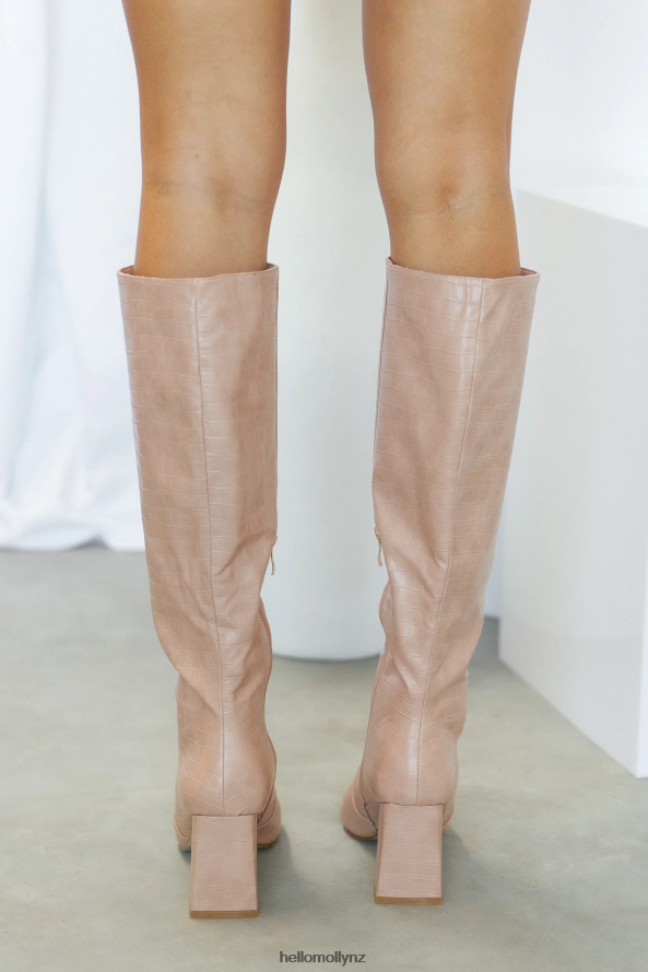 Hello Molly BILLINI Elanor Knee High Boots Rose Clay Croc PBN88610037 Footwear