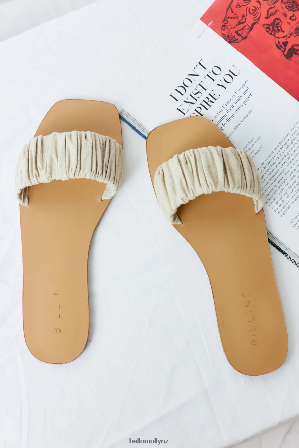 Hello Molly BILLINI Ohanna Slides Wheat Linen PBN88610006 Footwear