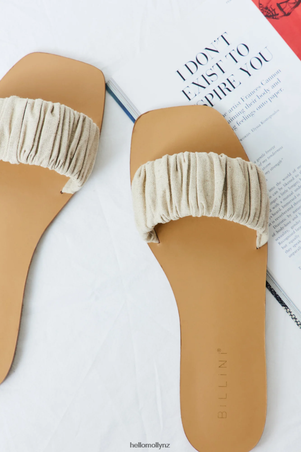 Hello Molly BILLINI Ohanna Slides Wheat Linen PBN88610006 Footwear