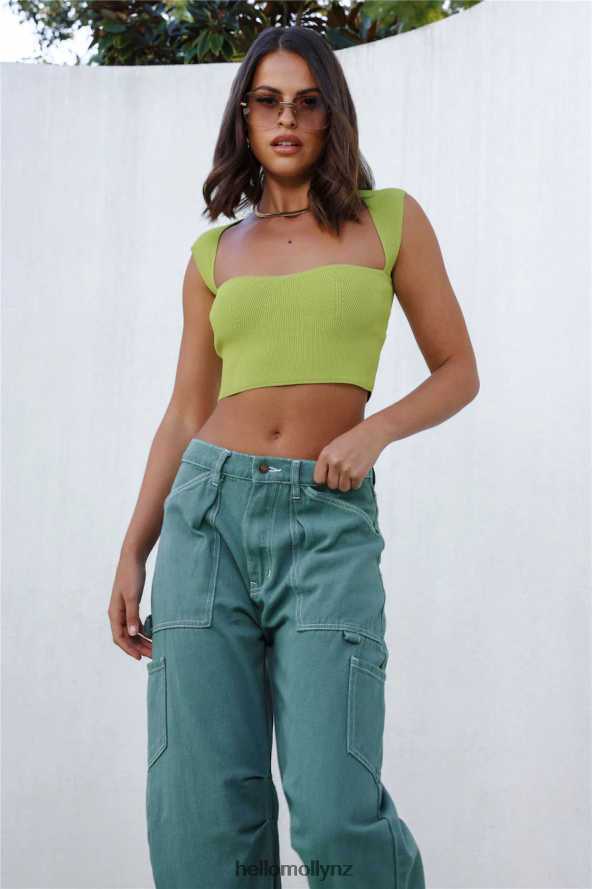 Hello Molly Destined Times Crop Green PBN8868201 Clothing