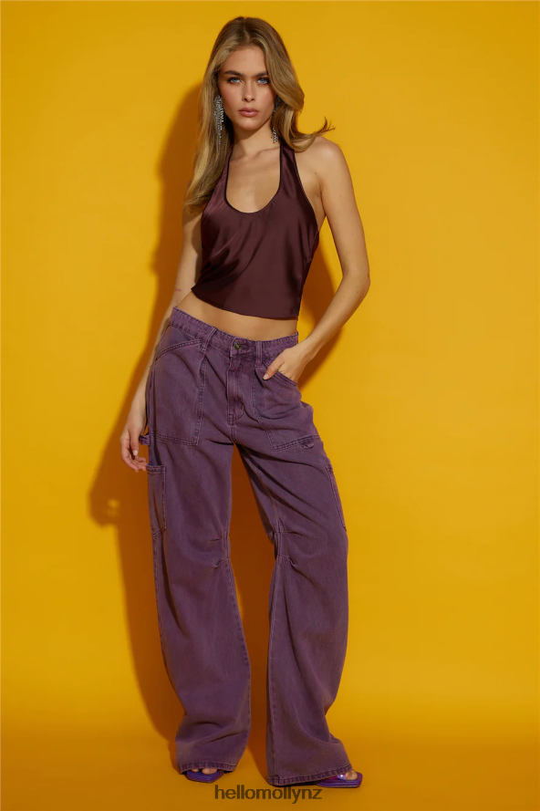 Hello Molly LIONESS Roxy Halter Crop Garnet PBN8868159 Clothing