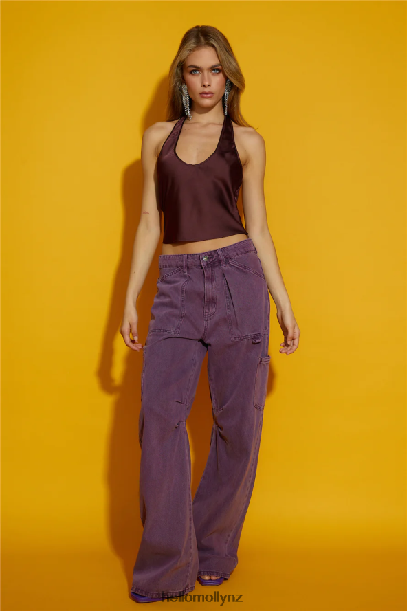 Hello Molly LIONESS Roxy Halter Crop Garnet PBN8868159 Clothing