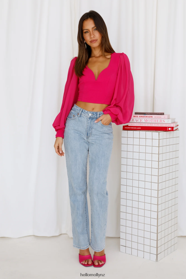 Hello Molly Night Train Crop Top Fuchsia PBN8868355 Clothing