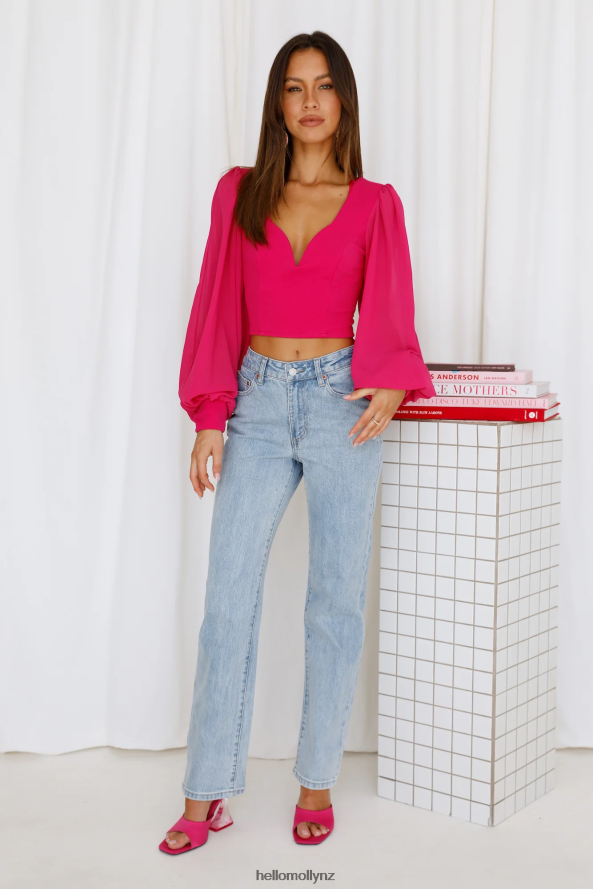 Hello Molly Night Train Crop Top Fuchsia PBN8868355 Clothing