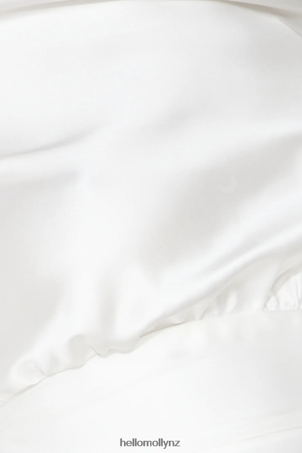 Hello Molly Nights To Glow Satin Long Sleeve Crop Top White PBN8868505 Clothing