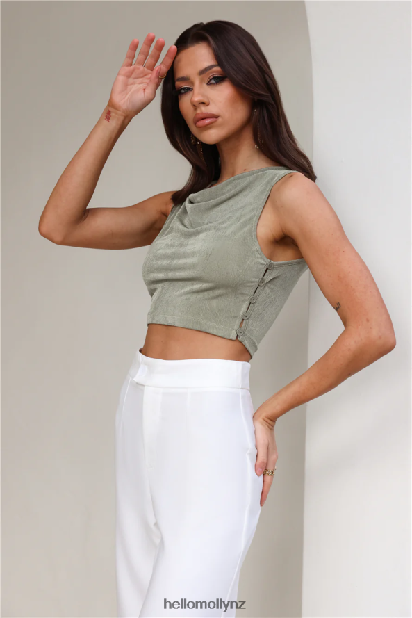 Hello Molly Slinky Feel Crop Top Green PBN8867960 Clothing