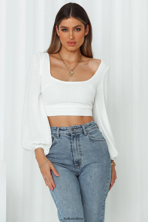 Hello Molly So Bothered Crop Top White PBN8868394 Clothing