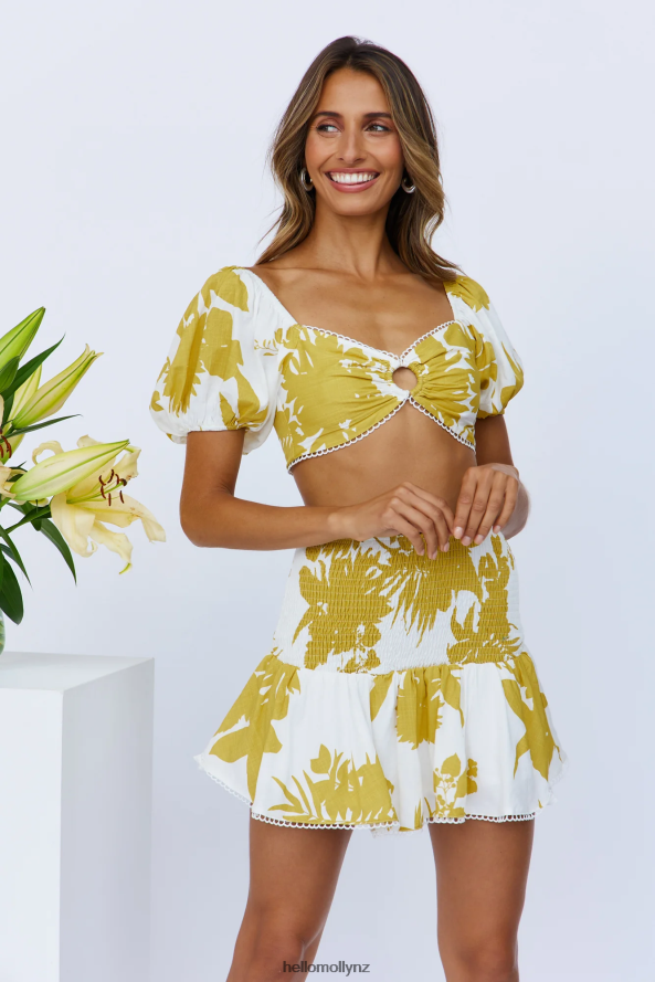Hello Molly Sunkissed Smiles Crop Mustard PBN8868463 Clothing