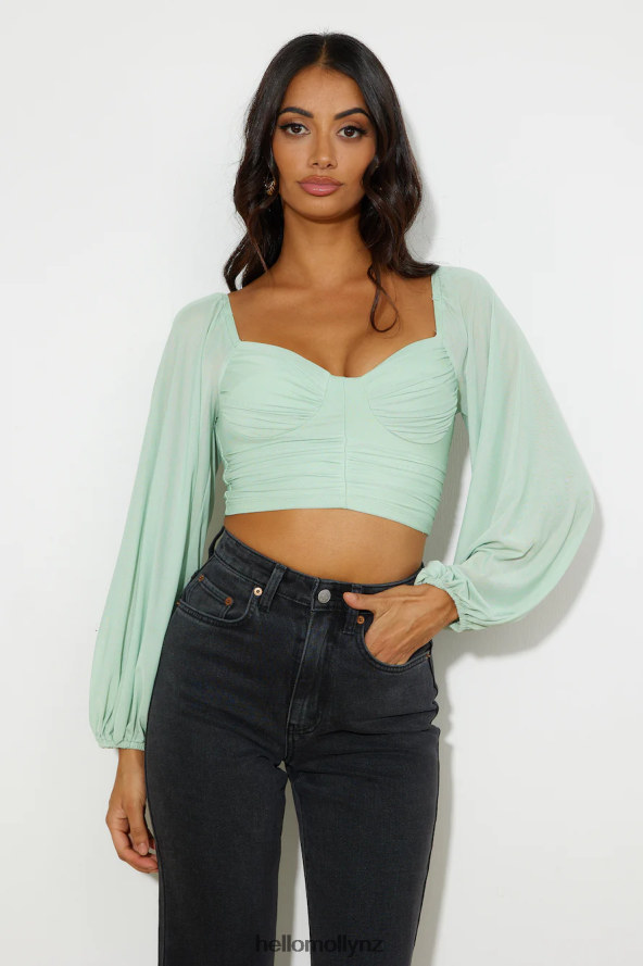 Hello Molly Enchanting Hymns Crop Light Green PBN8868941 Clothing