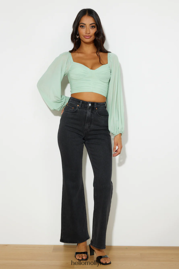 Hello Molly Enchanting Hymns Crop Light Green PBN8868941 Clothing