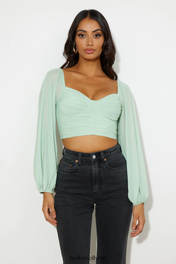 Hello Molly Enchanting Hymns Crop Light Green PBN8868941 Clothing