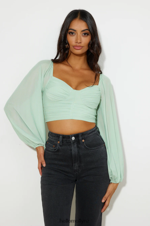 Hello Molly Enchanting Hymns Crop Light Green PBN8868941 Clothing