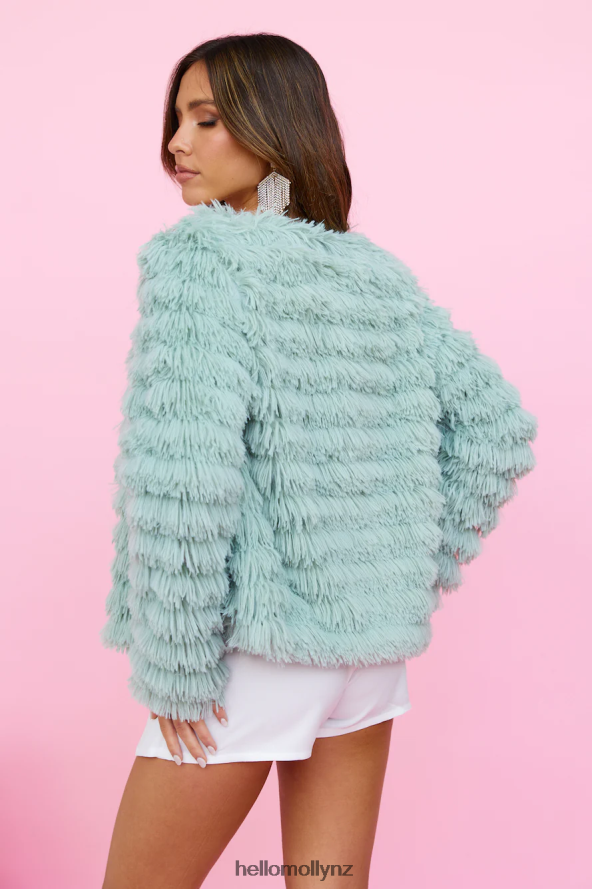 Hello Molly Flying High Faux Fur Jacket Mint PBN8869028 Clothing