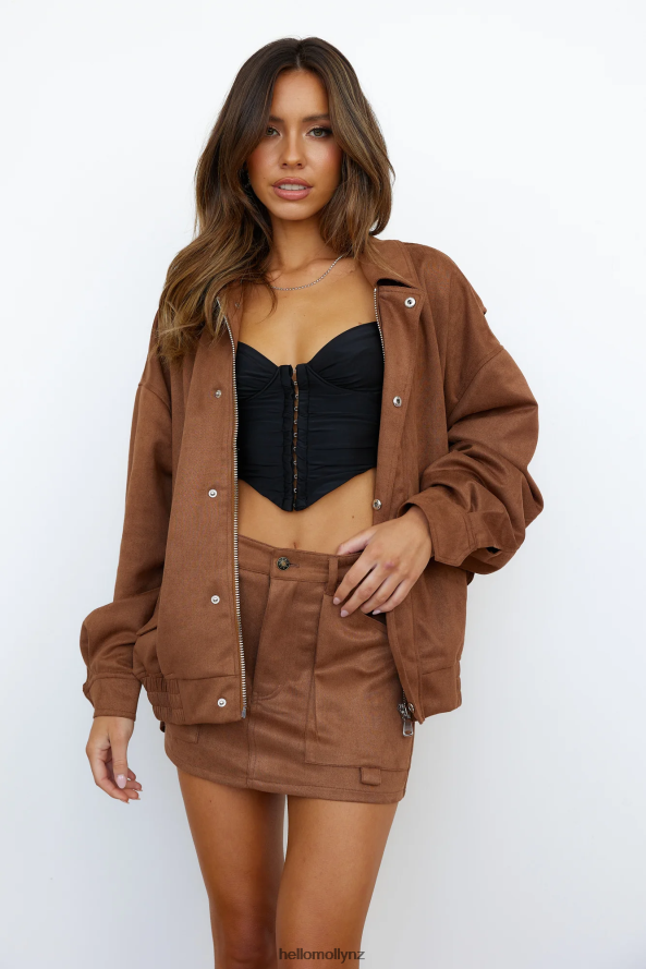 Hello Molly LIONESS Kenny Bomber Jacket Sepia Brown PBN8868937 Clothing
