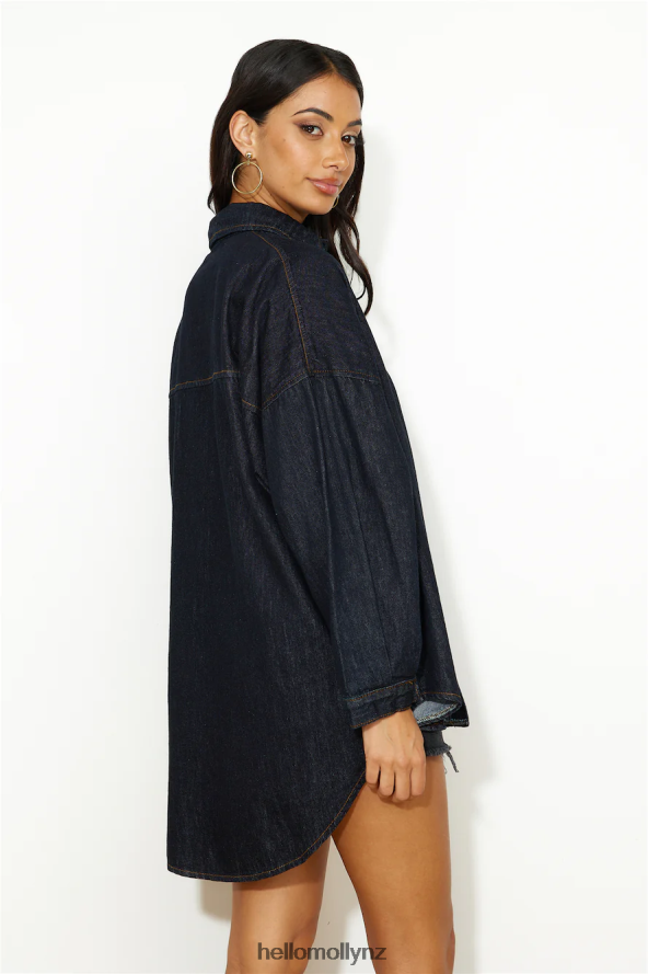 Hello Molly LIONESS NYC Boyfriend Shirt Dark Denim PBN8869093 Clothing