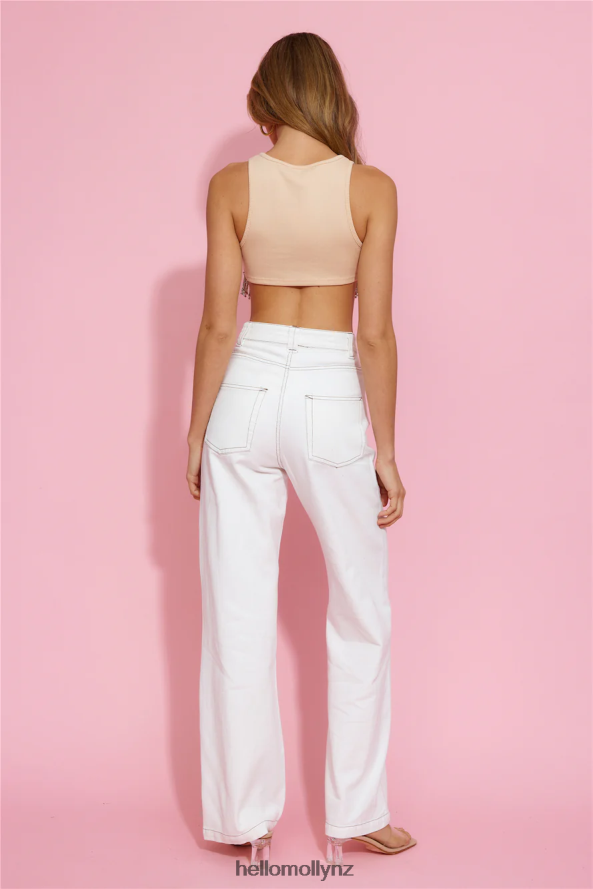 Hello Molly Little Sparkle Crop Top Beige PBN8868748 Clothing