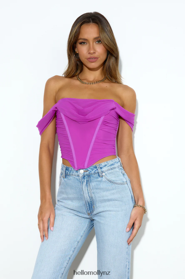 Hello Molly Snatched Up Crop Top Purple PBN8868817 Clothing
