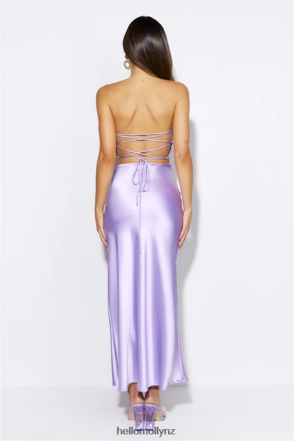 Hello Molly VIPs Accepted Satin Crop Top Lilac PBN8868649 Clothing